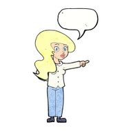 cartoon pretty woman pointing with speech bubble N44