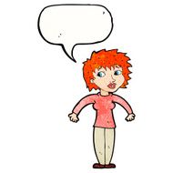 cartoon woman shrugging shoulders with speech bubble N543