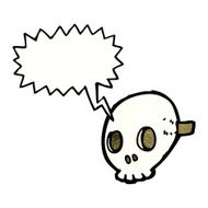 cartoon skull mask with speech bubble N3