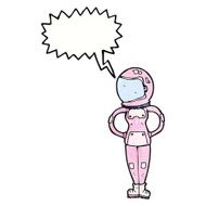 cartoon female astronaut with speech bubble N32