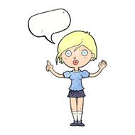 cartoon girl asking question with speech bubble N11