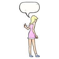 cartoon woman waving with speech bubble N363