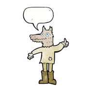 cartoon wolf man with speech bubble N60