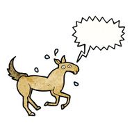 cartoon horse sweating with speech bubble N11