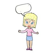 cartoon woman shrugging shoulders with speech bubble N544