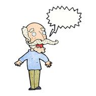 cartoon old man gasping in surprise with speech bubble N11
