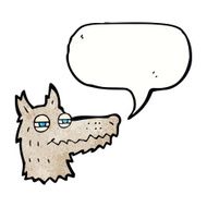 cartoon smug wolf face with speech bubble N6