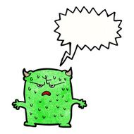 cartoon little alien with speech bubble N11