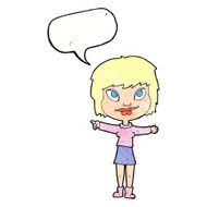 cartoon woman pointing with speech bubble N235