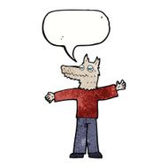cartoon happy wolf man with speech bubble N20