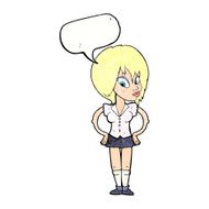 cartoon woman with hands on hips speech bubble N237