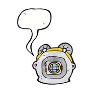 cartoon old deep sea diver helmet with speech bubble N7