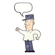 cartoon man punching air with speech bubble N11