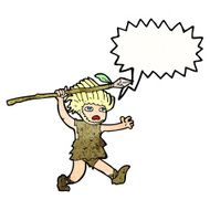 cartoon caveman with speech bubble N10