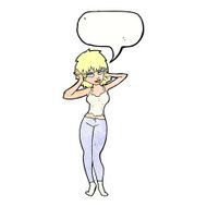 cartoon pretty woman with speech bubble N301