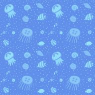 Vector cartoon doodle sea vector seamless pattern