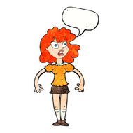 cartoon pretty girl with shocked expression speech bubble N11