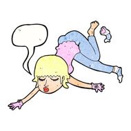 cartoon woman floating with speech bubble N11