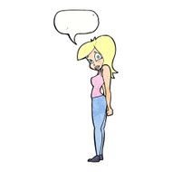 cartoon pretty woman with speech bubble N302