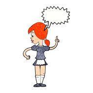 cartoon waitress calling order with speech bubble N11