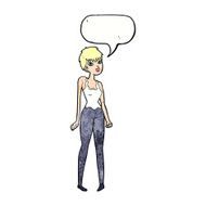 cartoon pretty woman with speech bubble N303