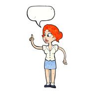 cartoon woman with great idea speech bubble N20