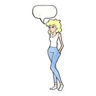 cartoon pretty woman with speech bubble N304