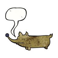cartoon funny little dog with speech bubble N21
