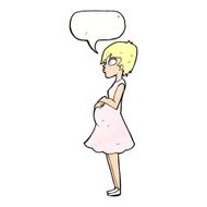 cartoon pregnant woman with speech bubble N22