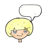 cartoon smug looking boy with speech bubble N11