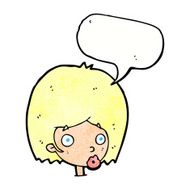 cartoon surprised female face with speech bubble N72