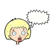 cartoon surprised female face with speech bubble N73