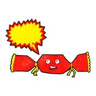 cartoon christmas cracker with speech bubble N3