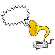 cartoon gramophone with speech bubble N3