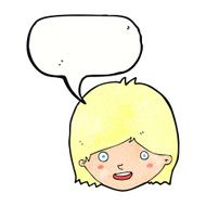 cartoon happy female face with speech bubble N203
