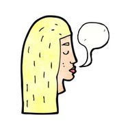 cartoon female face profile with speech bubble N11