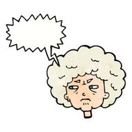 cartoon bitter old woman with speech bubble N22