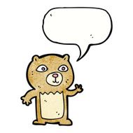cartoon waving teddy bear with speech bubble N41