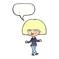 cartoon smug looking woman with speech bubble N11