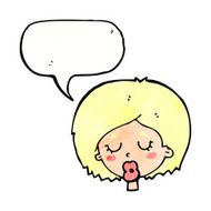 cartoon woman with eyes closed speech bubble N8
