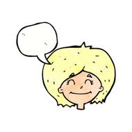 cartoon happy female face with speech bubble N204