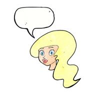 cartoon pretty female face with speech bubble N105