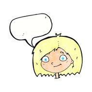 cartoon happy female face with speech bubble N205