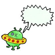 cartoon UFO with speech bubble N3