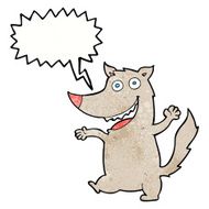 cartoon happy wolf with speech bubble N20