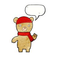 cartoon waving teddy bear with speech bubble N42