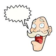 cartoon frightened old man with speech bubble N39