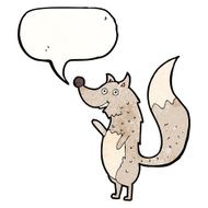 cartoon waving wolf with speech bubble N17
