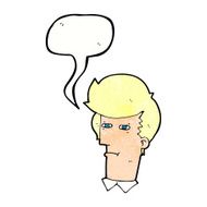 cartoon man narrowing eyes with speech bubble N43