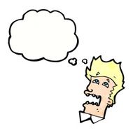 cartoon frightened man with speech bubble N92